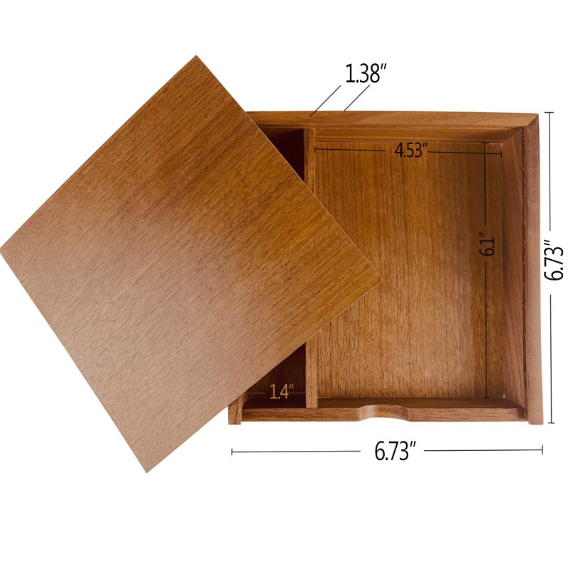 JBOS Wood Gift Box with Sliding Top, JBOS Discrete Sliding-Lid Wooden Boxes Photo Box Wedding Memory Box for Friends/Business Partners/Photographers/Clients (Walnut, 6.73x6.73x1.38inch) - Image 4